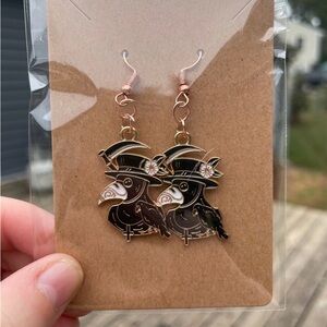 Hand-pieced Plague Doctor Earrings with Scythe